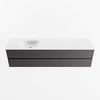 MONDIAZ VICA 190cm badmeubel onderkast Dark Grey 4 lades. Wastafel MOON links zonder kraangat, kleur Talc.
