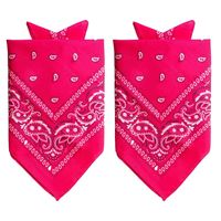 2x Stuks traditionele bandana's - roze - 52 x 55 cm - Verkleedhoofddeksels - thumbnail