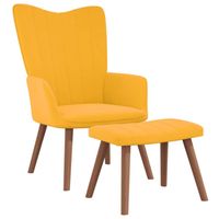 vidaXL Relaxstoel met voetenbank fluweel mosterdgeel - thumbnail