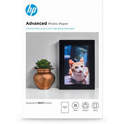HP Advanced Photo-papier, glanzend, 250 g/m2, 10 x 15 cm (101 x 152 mm), 25 vellen Wit HP Advanced Photo-papier, glanzend, 250 g/m2, 10 x 15 cm (101 x 152 mm), 25 vellen Wit