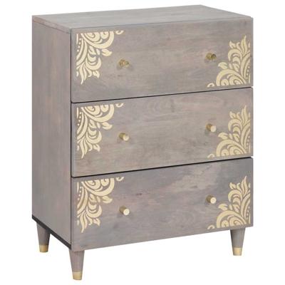 Dressoir Grijs en Goud 60 x 33.5 x 75 cm Massief mangohout