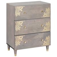Dressoir Grijs en Goud 60 x 33.5 x 75 cm Massief mangohout