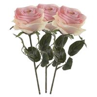 Kunstbloem roos Simone - licht roze - 45 cm - decoratie bloemen - thumbnail