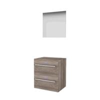 Basic-Line Ultimate 46 Badkamermeubelset - 60 x 46 cm - Met Grepen - 2 Lades - Wastafelblad - Spiegel met Indirecte LED Verlichting - Scotch Oak