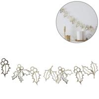 Ginger Ray slinger kerst holly goudkleurig 2 m | 20 stuks