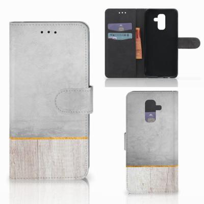 Samsung Galaxy A6 Plus 2018 | Book Style Case | Wood Concrete