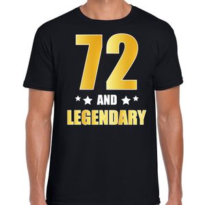 72 and legendary verjaardag cadeau t-shirt goud 72 jaar zwart voor heren