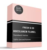 Hoeslaken - Flanel Katoen - 160x200cm - Roze - Fresh And Co - Dekbed-Discounter.nl