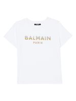 Balmain Kids t-shirt en coton à plaque logo - Blanc