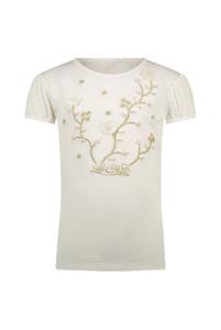 Le Chic Zomer t-shirt meisjes Off wit - parels & bloemen - Nommy