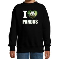 I love pandas sweater / trui met dieren foto van een panda zwart voor kinderen - thumbnail