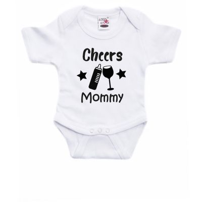 Baby rompertje - Cheers Mommy - wit - kraam/moederdag cadeau Baby rompertje - Cheers Mommy - wit - kraam/moederdag cadeau