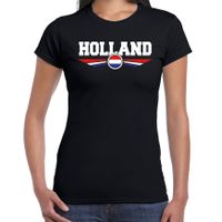 Holland landen / voetbal t-shirt zwart dames - thumbnail