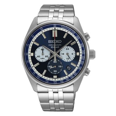 Seiko SSB427P1 Horloge Chronograaf staal zilverkleurig-blauw 41,5 mm
