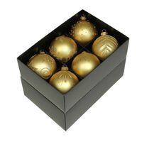 Othmar Decorations kerstballen - gedecoreerd - 12x - 8 cm - goud - Kerstbal - thumbnail