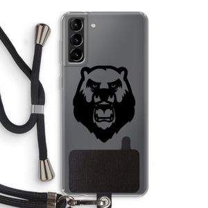 Angry Bear (black): Samsung Galaxy S21 Plus Transparant Hoesje met koord