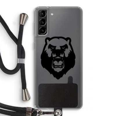 Angry Bear (black): Samsung Galaxy S21 Plus Transparant Hoesje met koord