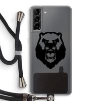 Angry Bear (black): Samsung Galaxy S21 Plus Transparant Hoesje met koord