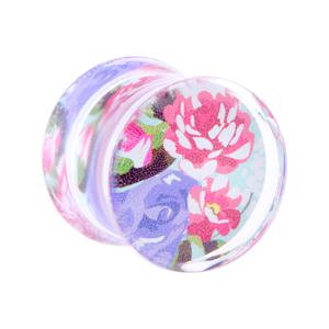 Double Flared Plug met bloemendesign Acryl Tunnels & Plugs