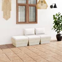3-delige Loungeset met kussens pallet vurenhout 3-delige Loungeset met kussens pallet vurenhout