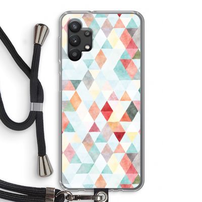 Gekleurde driehoekjes pastel: Samsung Galaxy A32 5G Transparant Hoesje met koord