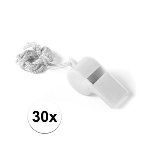 30x Voordelig plastic fluitje wit   -