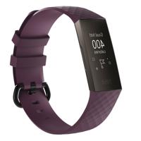 Diamond patroon siliconen polsband horlogeband voor Fitbit charge 3 (donker paars)