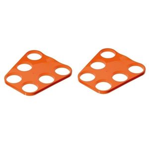 2x Oranje plastic bier trays voor 6 glazen