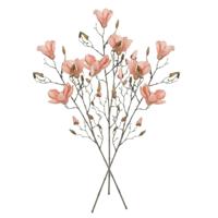 Mica Decorations Kunstbloemen Magnolia takken - 3x - 88 cm - zalmroze - Kunst zijde - Boeket - stele