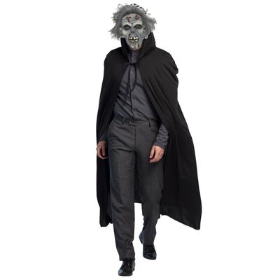 Halloween horror verkleedkleding set - Scary Zombie masker - Cape zwart met capuchon