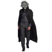 Halloween horror verkleedkleding set - Scary Zombie masker - Cape zwart met capuchon