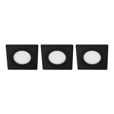 Set 3x Bella Ondiepe LED spot kantelbaar 5Watt vierkant ZWART dimbaar - interne driver