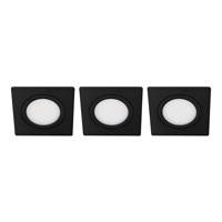 Set 3x Bella Ondiepe LED spot kantelbaar 5Watt vierkant ZWART dimbaar - interne driver
