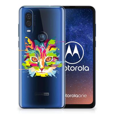 Motorola One Vision Telefoonhoesje met Naam Cat Color Motorola One Vision Telefoonhoesje met Naam Cat Color
