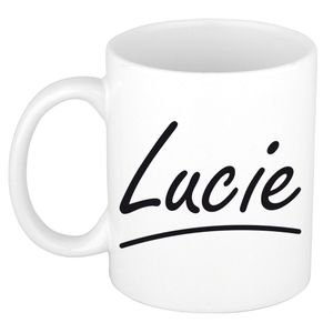 Lucie voornaam kado beker / mok sierlijke letters - gepersonaliseerde mok met naam   -