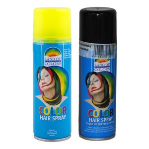 Set van 2x kleuren haarverf/haarspray van 111 ml - Zwart en Fluor Geel   -