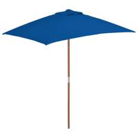 VidaXL Parasol met houten paal 150x200 cm blauw