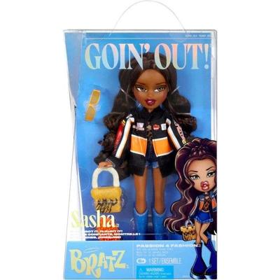 Bratz Goin' Out-pop - Sasha - 1 verzamelbare modepop - Inclusief één outfit, één handtas en één zonnebril - Geschikt voor kinderen vanaf 6 jaar