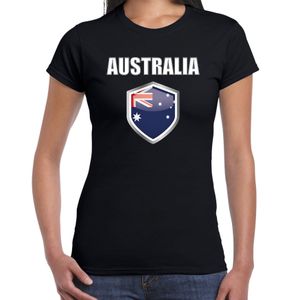 Australie fun/ supporter t-shirt dames met Australische vlag in vlaggenschild 2XL  -