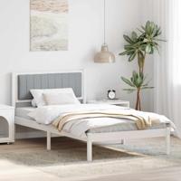 Bedframe met Gevoerd Hoofdgedeelte Lichtgrijs 100 x 200 cm Stof Bedframe met Gevoerd Hoofdgedeelte Lichtgrijs 100 x 200 cm Stof