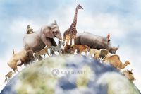 Karo-art Schilderij - Een wereld van wilde dieren , Multikleur , 3 maten , Premium print