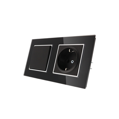 Nero Deluxe Glas schakelaar en stopcontact combinatie compleet