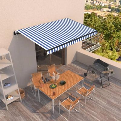 Luifel automatisch uittrekbaar 400x350 cm blauw en wit