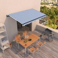 Luifel automatisch uittrekbaar 400x350 cm blauw en wit
