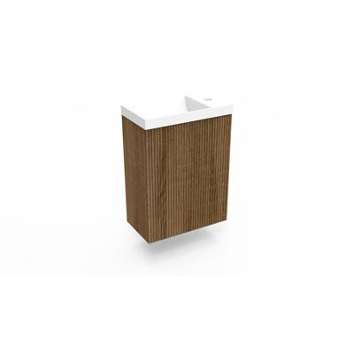 Fonteinkast Cafe Oak Arcqua Ridge 40x55x28 cm Incl. Fontein Mat Wit Zonder Overloop Arcqua