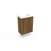 Fonteinkast Cafe Oak Arcqua Ridge 40x55x28 cm Incl. Fontein Mat Wit Zonder Overloop Arcqua