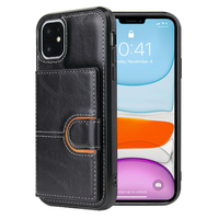 iPhone 12 Pro hoesje - Backcover - Pasjeshouder - Portemonnee - Kunstleer - Zwart - thumbnail