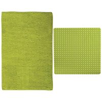 MSV Douche anti-slip mat en droogloop mat - Napoli badkamer set - rubber/polyester - limegroen