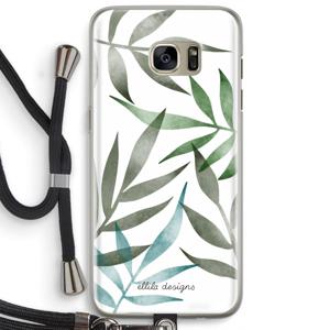 Tropical watercolor leaves: Samsung Galaxy S7 Edge Transparant Hoesje met koord