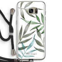 Tropical watercolor leaves: Samsung Galaxy S7 Edge Transparant Hoesje met koord - thumbnail